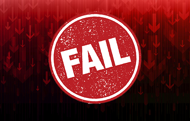 A red inked rubber stamp with the word Fail