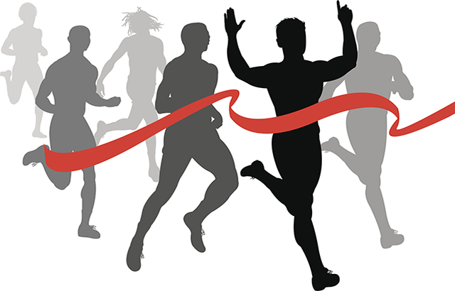 Finish Line - Runner, Sprinter, Track and Field Race Fitness. Graphic silhouette illustration of a race finish line with ribbon. Check out my “Fitness, Exercise & Running” light box for more.