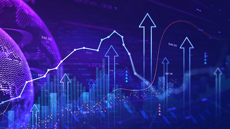 Digital data financial investment and trading graph chart.Business chart data graph diagram and growth financial report information