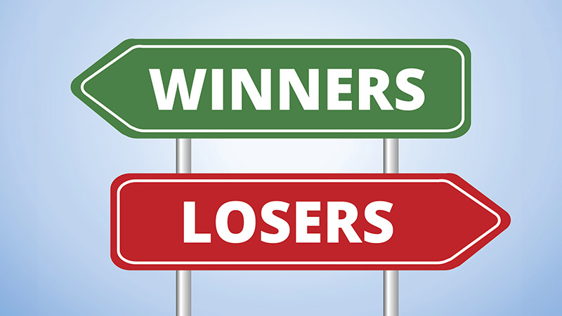 Winner and losers directional signs