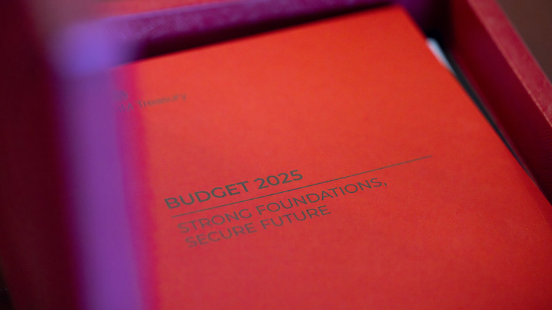 The Budget 2025 cover in the Red Box in No 11 Downing Street. Picture by Kirsty O'Connor / Treasury